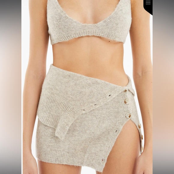 Ruve Selva sweater knit button through mini micro Skirt XS Sand - Picture 1 of 15